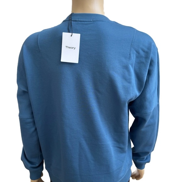 $185 Theory Men Midnight Blue Force Terry Knit Colts Crew Neck Sweater Medium M - Picture 2 of 5